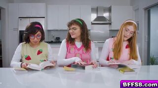 Nerd ladies require a special helping dick from the new member