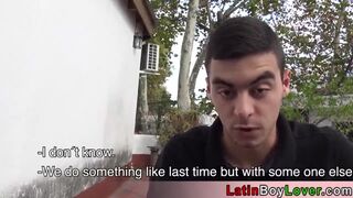 Adorable amateur straight latin teen lured into gay threesome