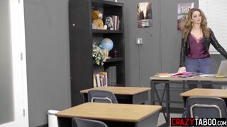 Sexy big tits student Angel Youngs fucks hot stuck teacher Crystal Taylor