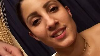 Short haired babe from France enjoys a cock in her muff and mouth