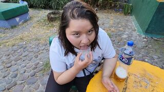 Gape my asshole with your cock and give me your cum and piss to drink it in public