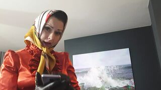 A Lady in Stockings and Silky Headscarf