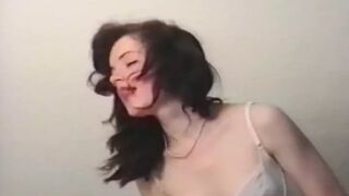 Stunning teen in lingerie having passionate sex