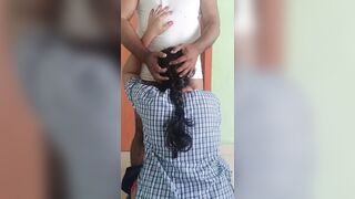 Chennai College Girl with Uniform Standing Romance with Tution Teacher in Home in Holiday